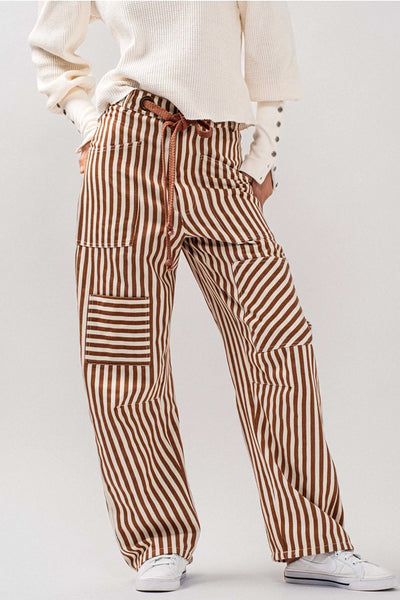 Railroad Striped Patch Pocket Spring Utility Pants