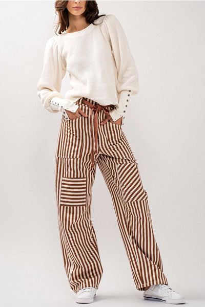 Railroad Striped Patch Pocket Spring Utility Pants