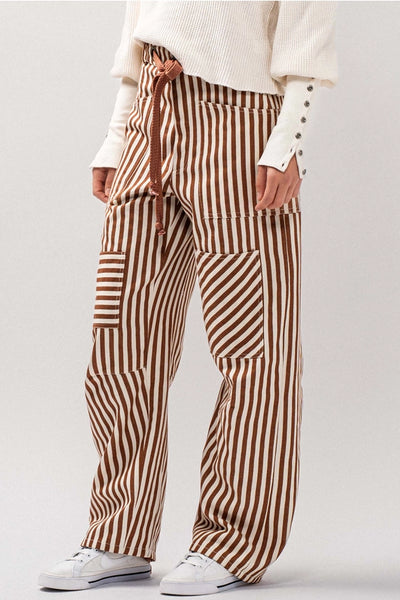 Railroad Striped Patch Pocket Spring Utility Pants