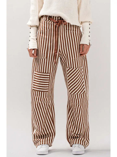 Railroad Striped Patch Pocket Spring Utility Pants