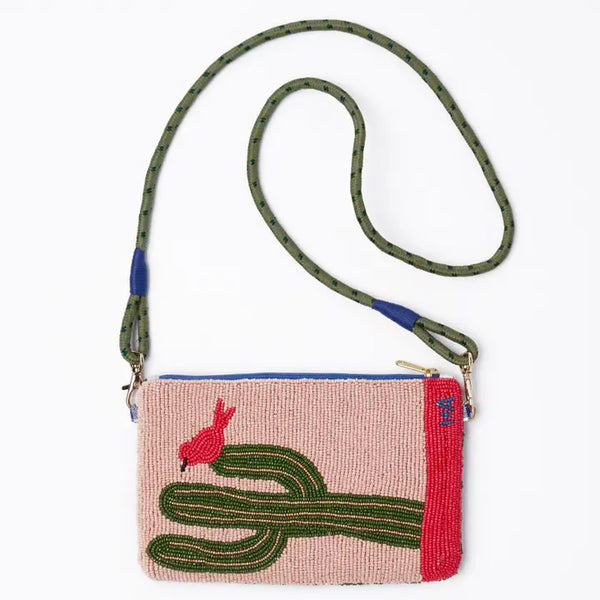 Ink Alloy Leila Red Boots Seed Bead Clutch with Strap