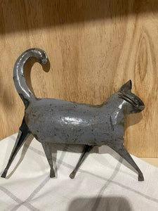 Recycled Metal Cat Decor