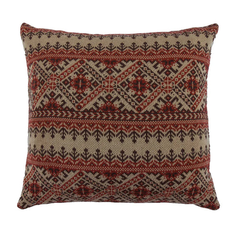 FAIR ISLE KNIT EURO SHAM - RED, TAN & CHOCOLATE