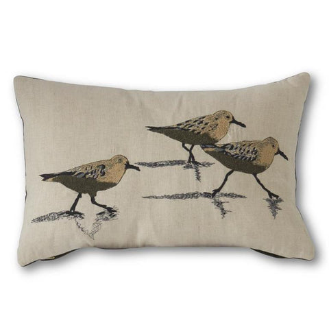 18 Inch Cream 3 Shore Birds Pillow