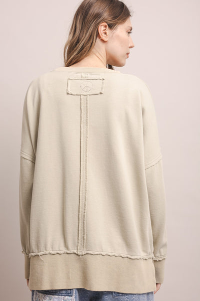 Sitting Bull Print Long Sleeve Pullover Sage