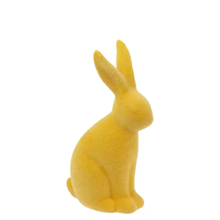 5.5" Yellow Flocked Terracotta Bunny Easter