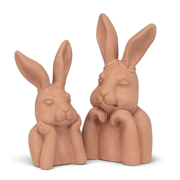 Small Pondering Rabbit-Terracotta-8"H