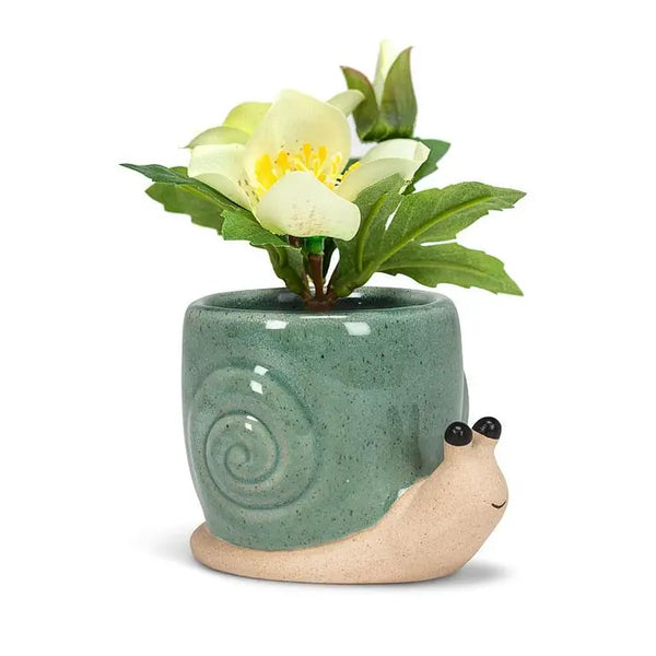 Mini Snail Planter-Turquoise-2.5"H