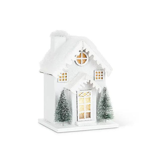 Small Snowy House w/LED-4x3.5"W