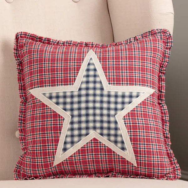 Red White Blue Applique Star Throw Pillow 12x12