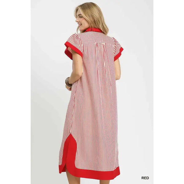Embroidered Stripe Dress