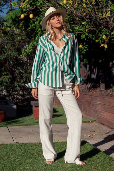 Oversized Stripe Button Down Collared Shirt
