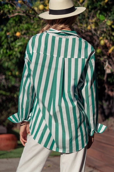 Oversized Stripe Button Down Collared Shirt