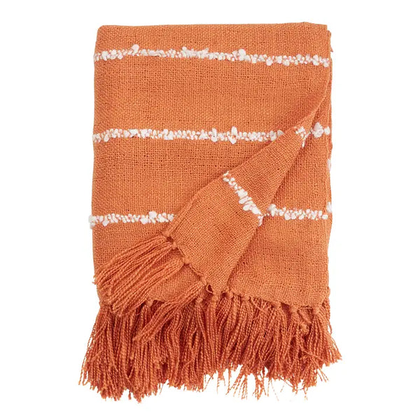 Rust Orange Striped Throw Blanket