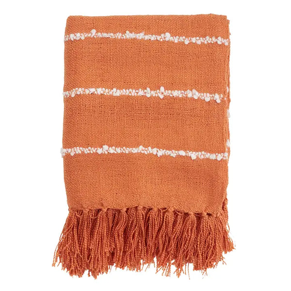 Rust Orange Striped Throw Blanket