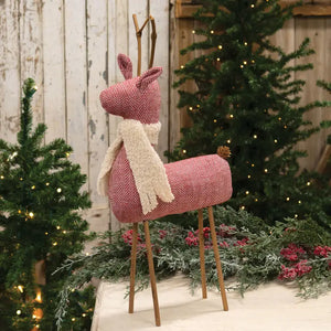 Stuffed Standing Candy Cane Woodland Reindeer W/Scarf