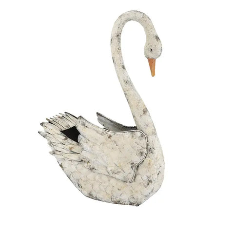 20x8.5x29.5" Swan Planter - White