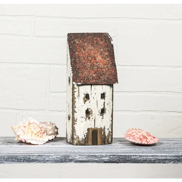 Medium Tall House-White/Red-7.5"H