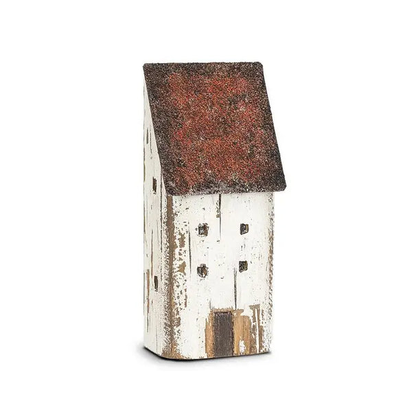Medium Tall House-White/Red-7.5"H