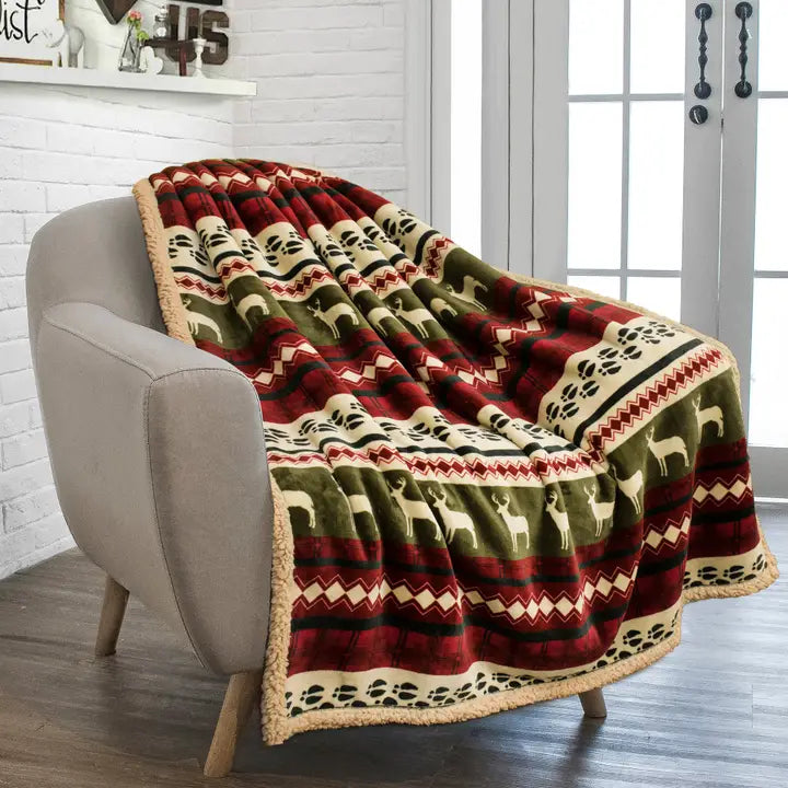 Christmas Cabin Sherpa Throw Blanket 50"x60"