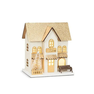 Small Gold Glitter Toy Shop with Led - 3.5x5"W