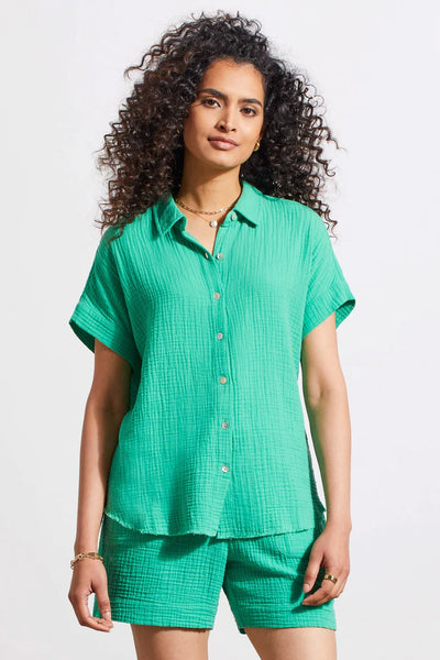 Tribal COTTON GAUZE BUTTON-UP SHIRT WITH SHORT SLEEVES 3 Color Options
