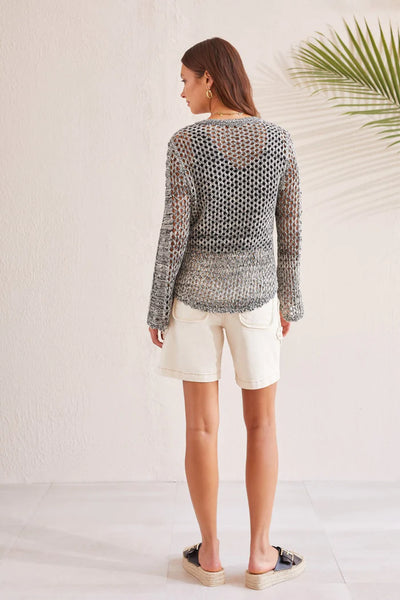 Tribal COTTON CREW NECK SWEATER WITH BELL SLEEVES