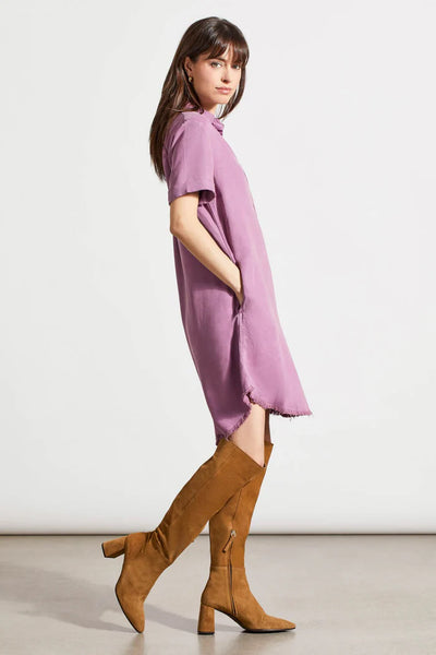 Tribal POP-OVER SHIRT DRESS WITH POCKETS - GRAPE