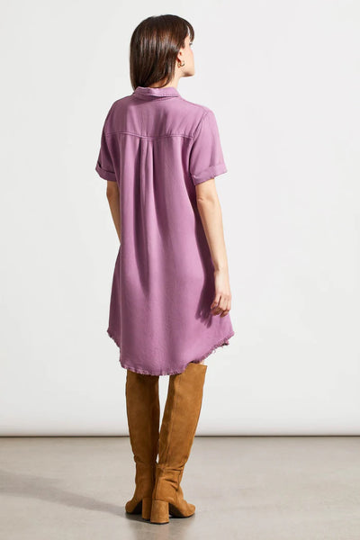 Tribal POP-OVER SHIRT DRESS WITH POCKETS - GRAPE