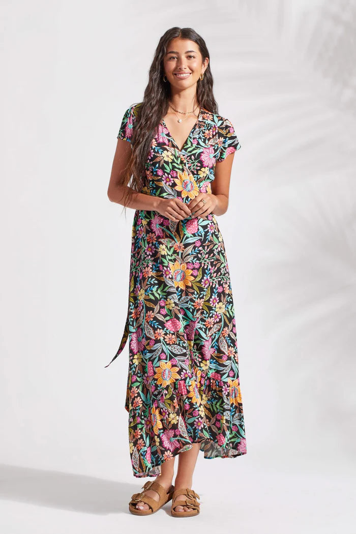 Tribal Printed Maxi Dress with Short Sleeves XXL