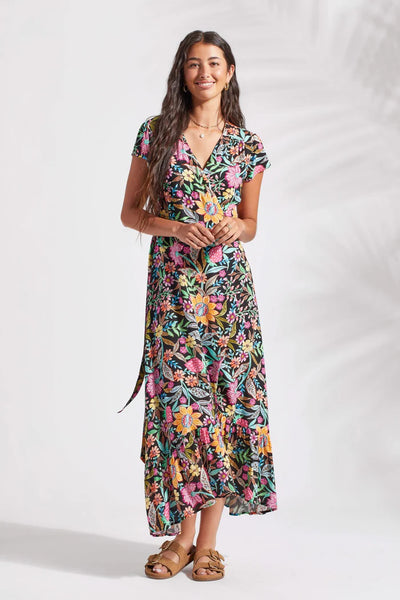 Tribal PRINTED MAXI DRESS WITH SHORT SLEEVES