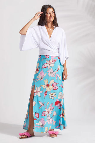 Tribal PRINTED PULL-ON MAXI SKIRT WITH SLIT 2 Print Options