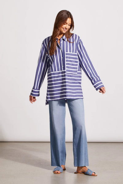 Tribal STRIPED COTTON BUTTON-UP SHIRT 2 Color Options