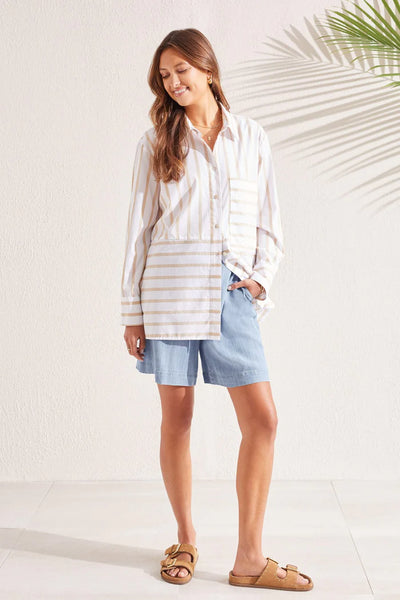 Tribal STRIPED COTTON BUTTON-UP SHIRT 2 Color Options