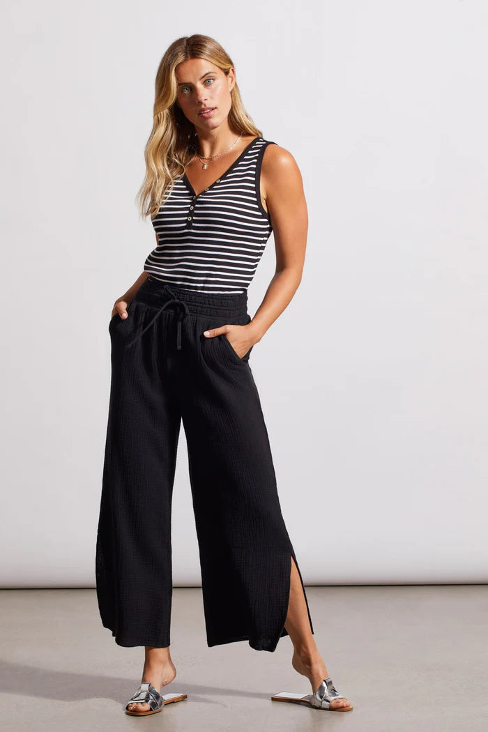 Tribal COTTON GAUZE WEAR 2 WAYS WIDE LEG PANT WITH SLITS – Montana 