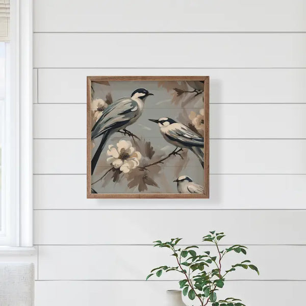 Two Birds On Floral Branch