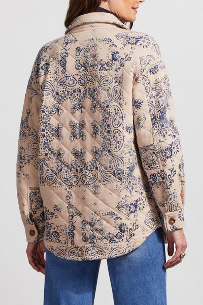 Tribal Quilted Printed Shacket - Blue Sky