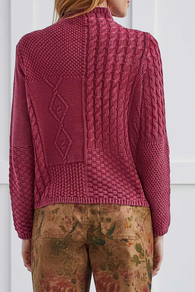 Tribal Funnel Neck Sweater- Red Plum