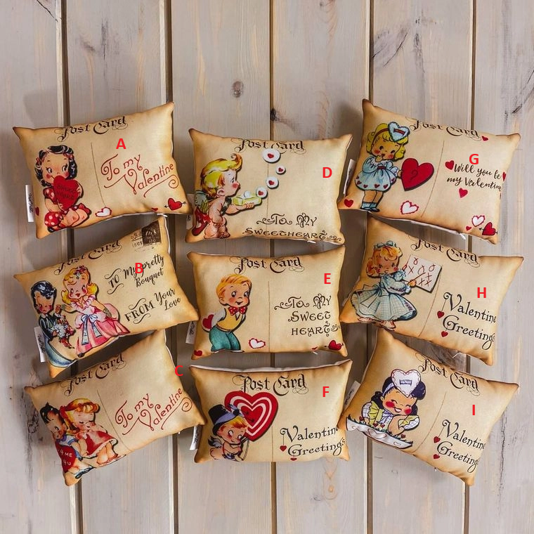 Post Card Vintage Valentines Pillows