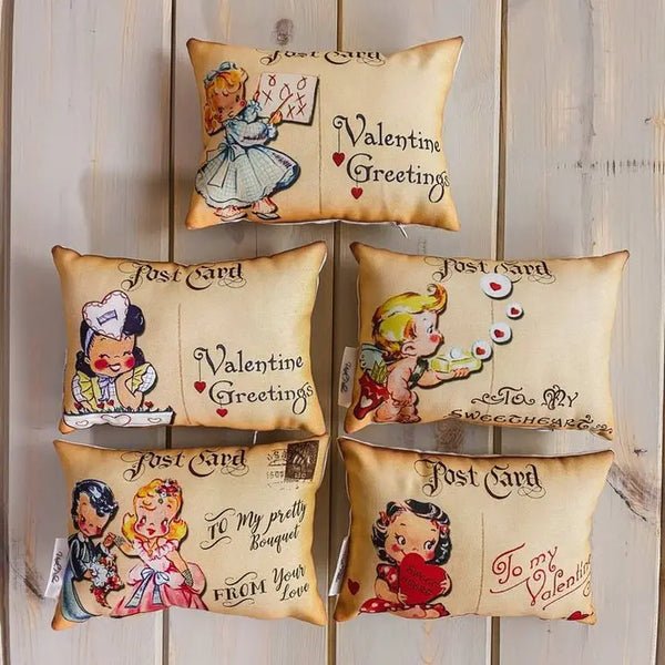 Post Card Vintage Valentines Pillows