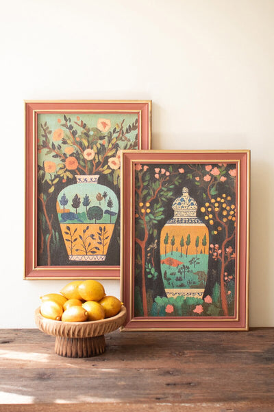 Set of 2 Framed Vases Paintings