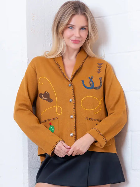 Collar Western Embroidery Cardigan