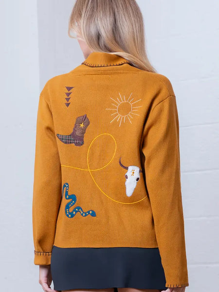 Collar Western Embroidery Cardigan