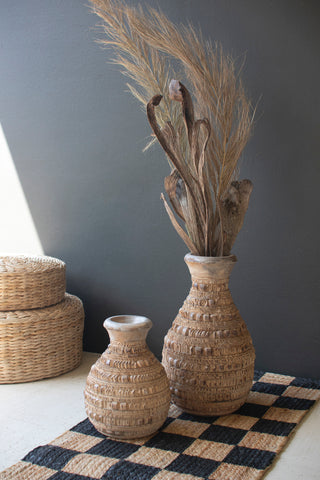 Carved Wooden Vases