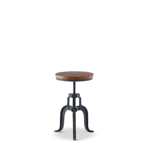 14 Inch Wood & Cast Iron Adjustable Height Stool