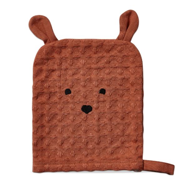 Bear Waffle Weave Bath Mitt