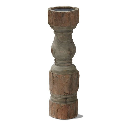 Rustic Turned Pillar Holder- Tall