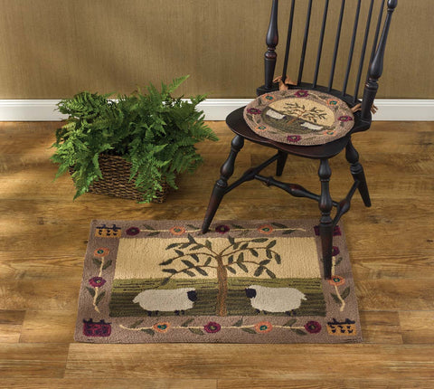 Willow & Sheep Hooked Rug