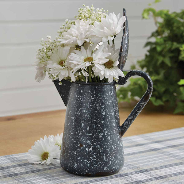 Gray Enamelware Pitcher with Lid