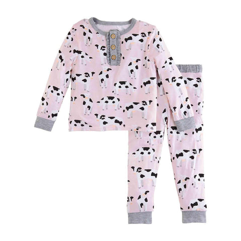 Mud Pie Pink Cow Pajama Set